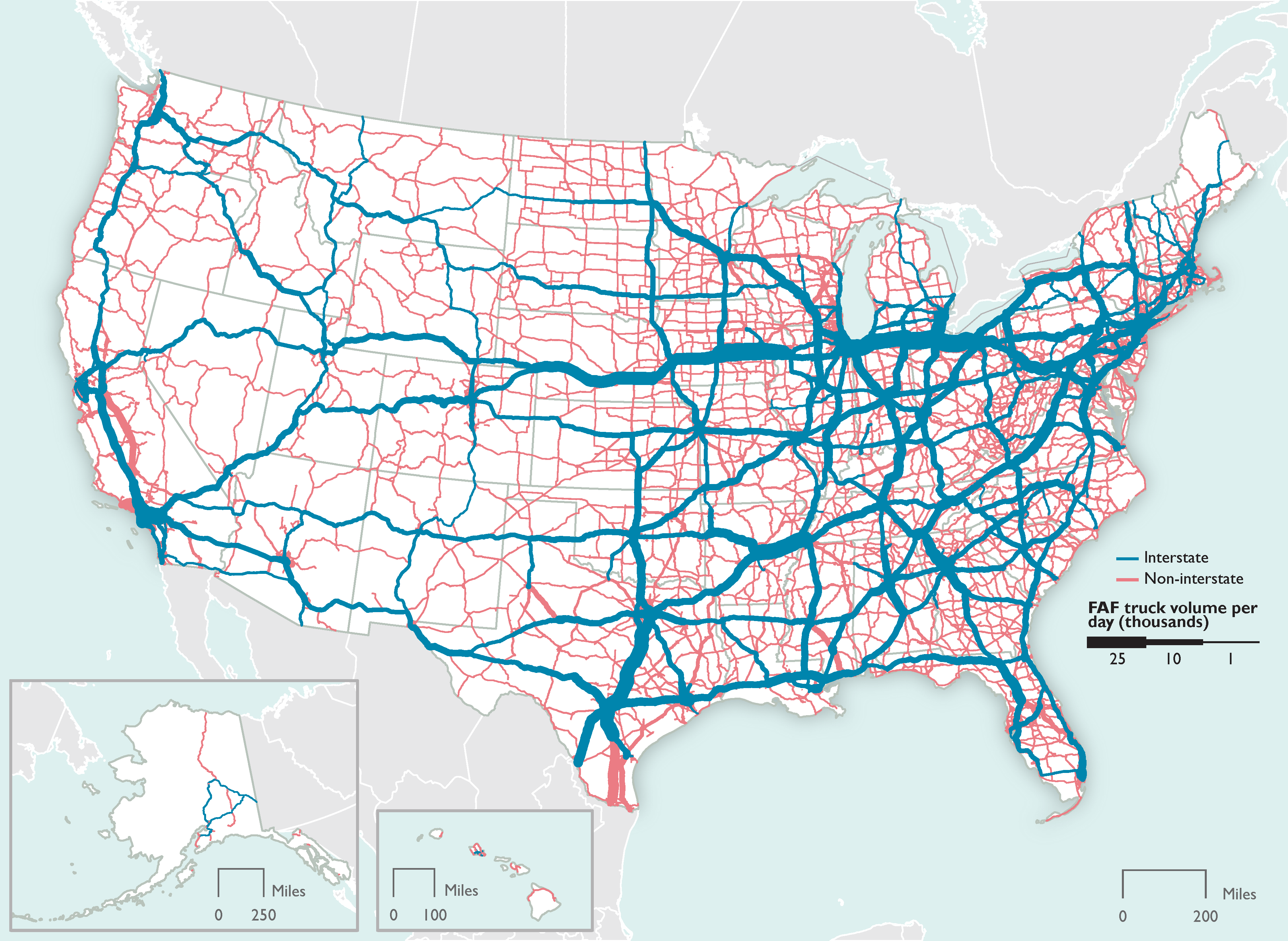 Projected Average Daily LongHaul Truck Traffic on the National Highway